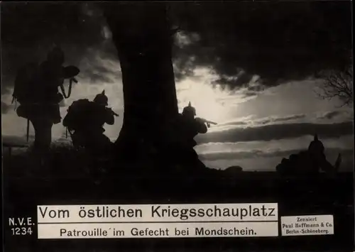 Ak Ostfront, Patrouille im Gefecht bei Mondschein, I WK