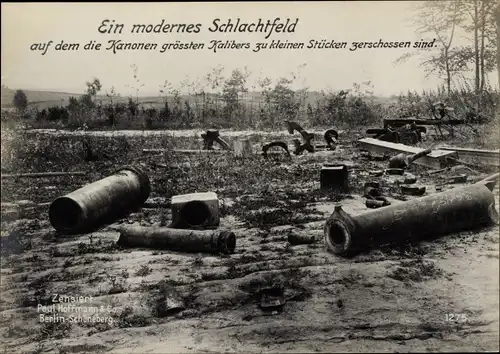 Ak Schlachtfeld, zerschossene Kanonen, I WK