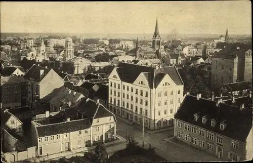 Ak Jelgava Mitau Lettland, Blick über die Dächer der Stadt, Kirche