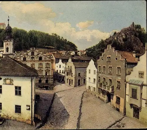 Ak Riedenburg in Niederbayern, Teilansicht, Giebelhäuser