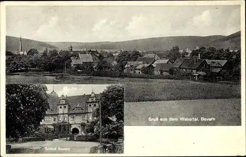 Ak Bevern im Weserbergland, Panorama, Schloss