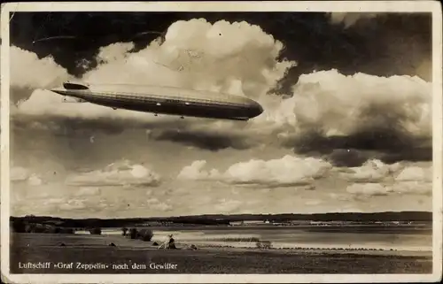 Ak Luftschiff LZ 127 Graf Zeppelin nach Gewitter