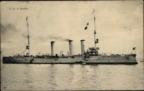 Ak Deutsches Kriegsschiff, SMS Emden, Kleiner Kreuzer, Kaiserliche Marine