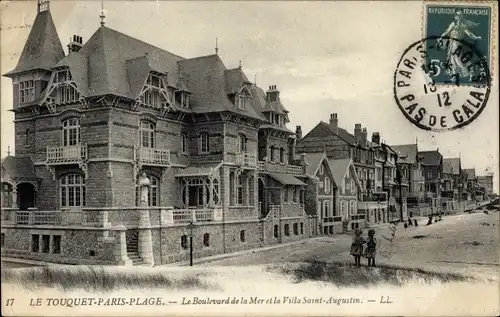 Ak Le Touquet Paris Plage Pas de Calais, Boulevard de la Mer und Villa Augustin