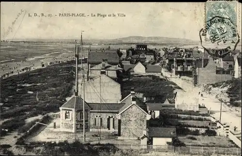 Ak Le Touquet Paris Plage Pas de Calais, Strand und Stadt