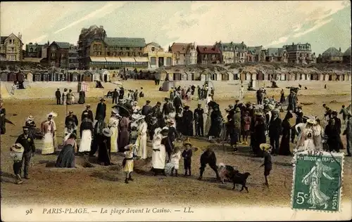 Ak Le Touquet Paris Plage Pas de Calais, Strand vor dem Casino