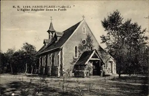 Ak Le Touquet Paris Plage Pas de Calais, Englische Kirche im Wald