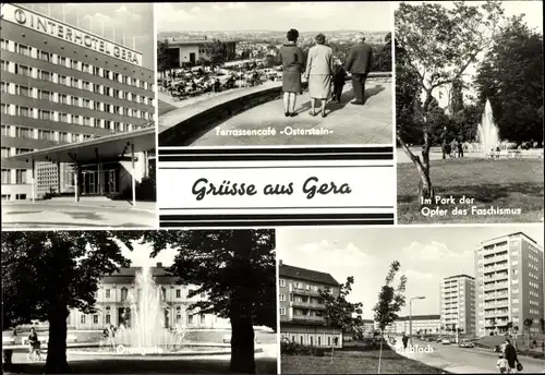 Ak Gera in Thüringen, Terrassencafe-Osterstein, Im Park der Opfer des Faschismus, Interhotel Gera