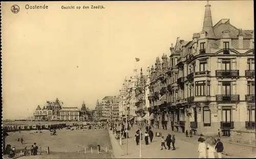 Ak Oostende Ostende Westflandern, Ortsansicht, Passanten, Kurhäuser