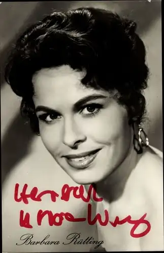 Ak Schauspielerin Barbara Rütting, Portrait, Film Glücksritter, Autogramm
