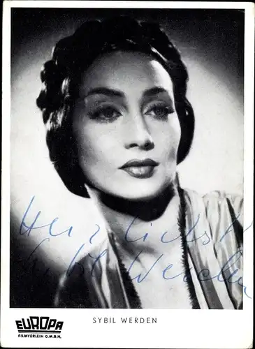 Ak Schauspielerin Sybil Werden, Portrait, Autogramm