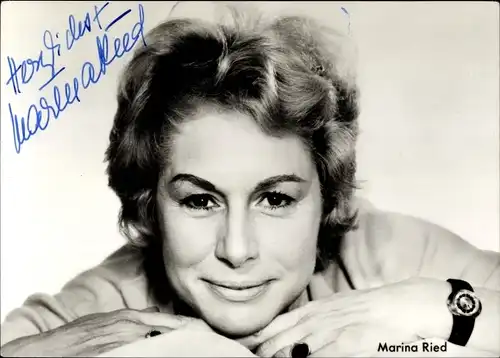 Ak Schauspielerin Marina Ried, Portrait, Armbanduhr, Autogramm