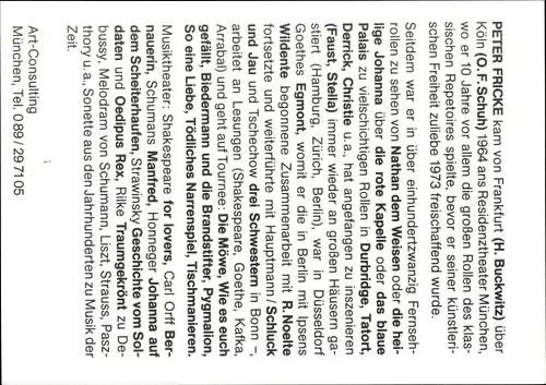 Ak Schauspieler Peter Fricke, Portrait, Autogramm