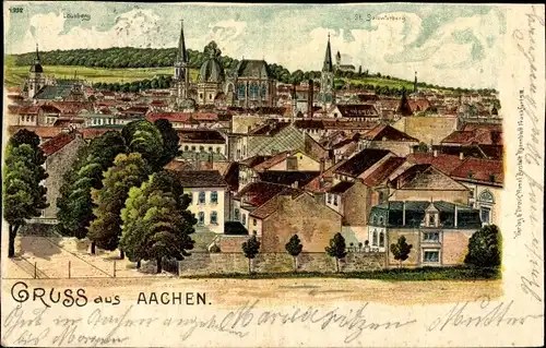 Litho Aachen, Panorama, Lousberg, St. Salvatorberg