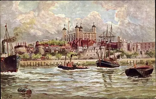Künstler Ak London City England, Tower, Schiffe