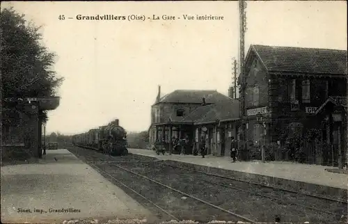 Ak Grandvilliers Oise, Bahnhof