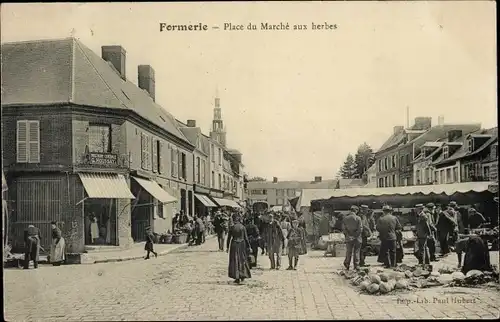 Ak Formerie Oise, Place du Marché mit Kräutern