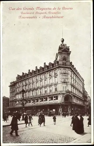 Ak Brüssel Brüssel, Blick auf die Grands Magasins de la Bourse, Boulevard Anspach