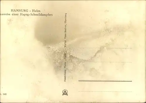 Ak Hamburg, Hafen, Ausreise eines Hapag-Schnelldampfers, Schlepper
