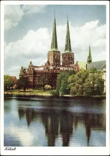 Ak Lübeck, Mühlenteich mit Dom und Museum