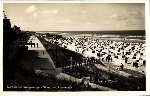 Ak Nordseebad Wangerooge, Strand mit Promenade