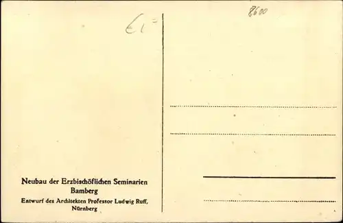 Künstler Ak Bamberg in Oberfranken, Erzbischöfliche Seminarien, Neubau