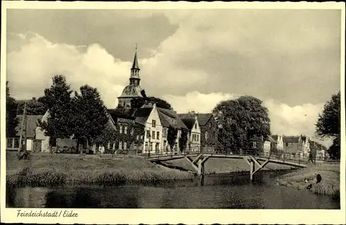 Ak Friedrichstadt an der Eider Nordfriesland, Teilansicht, Brücke