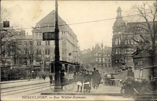 Ak Düsseldorf am Rhein, Walter Ratenau Straße, Straßenbahn