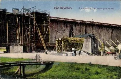 Ak Bad Nauheim in Hessen, Gradierwerk und Ludwigsbrunnen