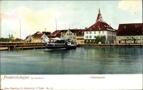 Ak Friedrichshafen am Bodensee, Hafen, Dampfer