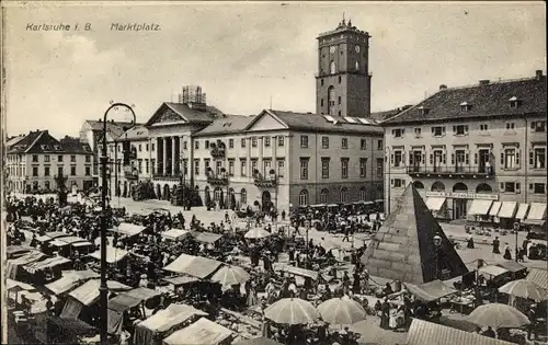 Ak Karlsruhe in Baden, Marktplatz