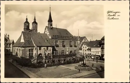 Ak Göttingen in Niedersachsen, Markt, Rathaus