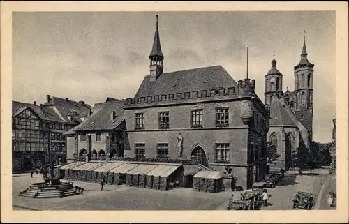 Ak Göttingen in Niedersachsen, Markt, Rathaus, Johanniskirche