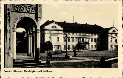 Ak Wismar in Mecklenburg Vorpommern, Marktplatz, Rathaus