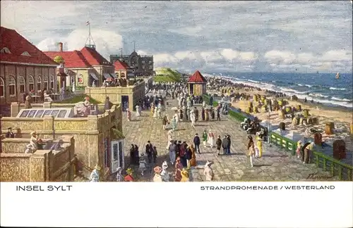 Künstler Ak Westerland auf Sylt, Strandpromenade