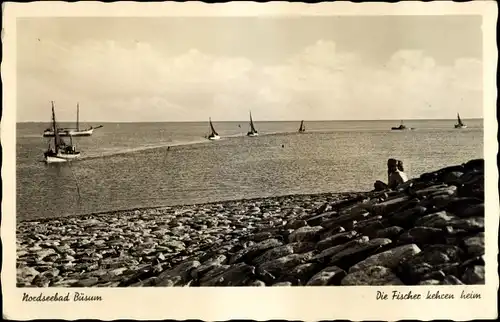 Ak Nordseebad Büsum, Fischer kehren heim
