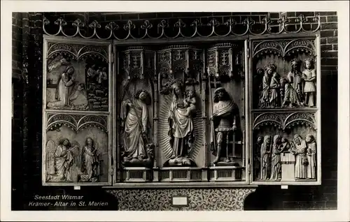 Ak Hansestadt Wismar, Krämer-Altar in St. Marien