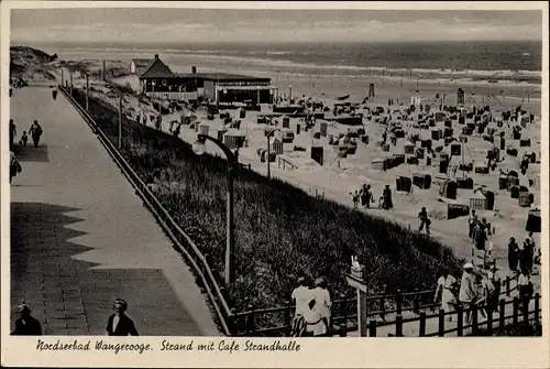 Ak Nordseebad Wangerooge in Ostfriesland, Strand, Cafe Strandhalle