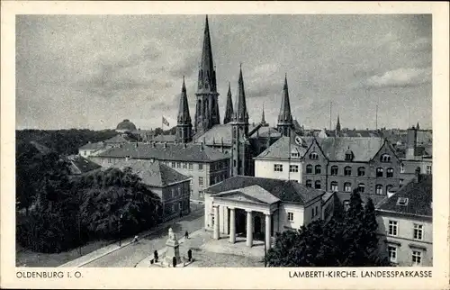 Ak Oldenburg im Großherzogtum Oldenburg, Lamberti-Kirche, Landessparkasse
