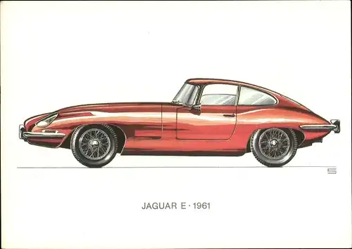 Künstler Ak Swoboda, Jaguar E, Automobil, 1961