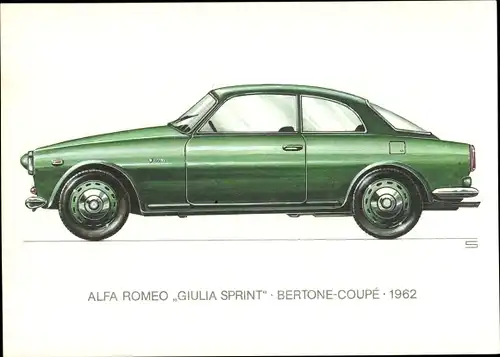 Künstler Ak Swoboda, Alfa Romeo Giulia Sprint Bertone Coupé, Automobil, 1962