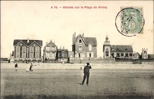 Ak Le Crotoy Somme, Chalets am Strand