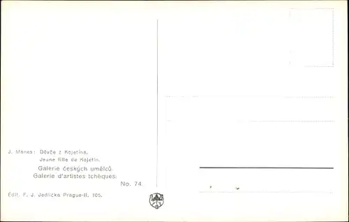 Künstler Ak Manes, J., Mädchen aus Kojetín in tschechischer Tracht