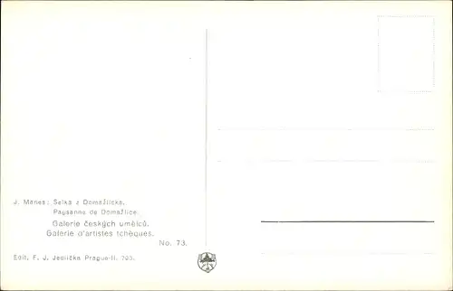 Künstler Ak Manes, J., Frau aus Domazlice in tschechischer Volkstracht