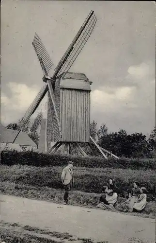 Ak Dorf in Belgien, Windmühle