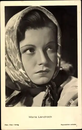 Ak Schauspielerin Maria Landrock, Portrait mit Kopftuch, Film Foto Verlag A 3461/1, UfA