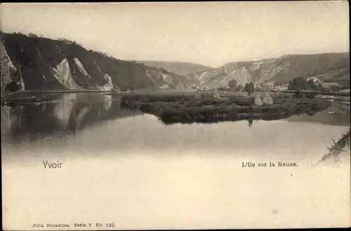 Ak Yvoir sur Meuse Wallonien Namur, L'ile sur la Meuse