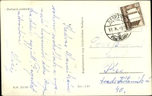 Ak Harkány Ungarn, Parkanlage, Springbrunnen, Statue, Denkmal