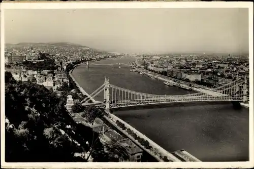 Ak Budapest Ungarn, Panorama, Elisabethbrücke