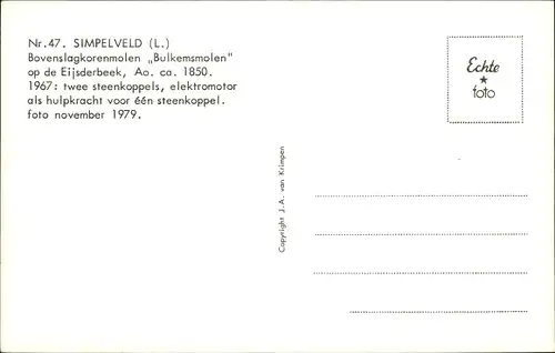 Ak Simpelveld Limburg Niederlande, Bovenslagkorenmolen Bulkemsmolen
